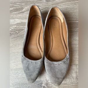 Frye Suede Grey Ballet Flat Shoes- 6.5‎
